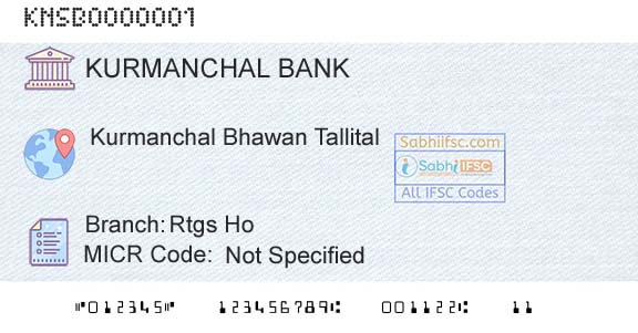 The Kurmanchal Nagar Sahakari Bank Limited Rtgs HoBranch 