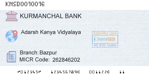 The Kurmanchal Nagar Sahakari Bank Limited BazpurBranch 