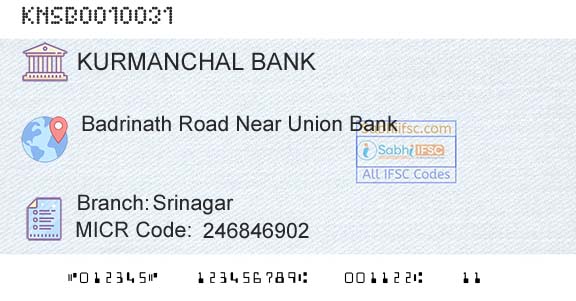 The Kurmanchal Nagar Sahakari Bank Limited SrinagarBranch 
