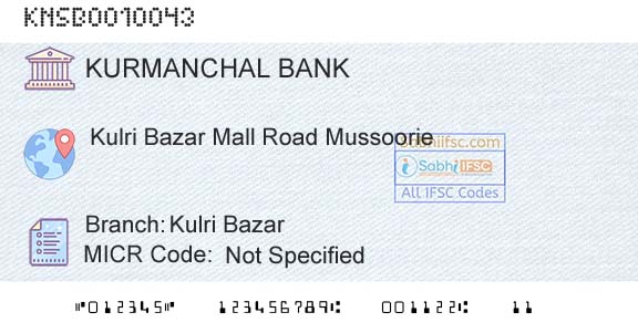 The Kurmanchal Nagar Sahakari Bank Limited Kulri BazarBranch 