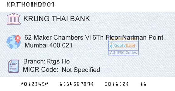 Krung Thai Bank Pcl Rtgs HoBranch 