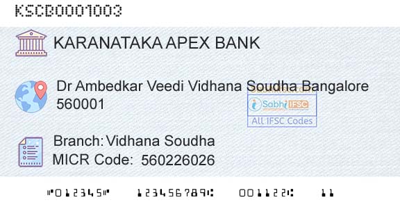 The Karanataka State Cooperative Apex Bank Limited Vidhana SoudhaBranch 