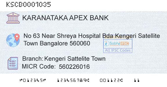 The Karanataka State Cooperative Apex Bank Limited Kengeri Sattelite TownBranch 