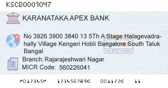 The Karanataka State Cooperative Apex Bank Limited Rajarajeshwari NagarBranch 
