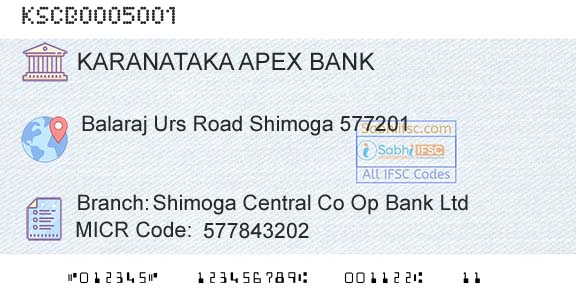 The Karanataka State Cooperative Apex Bank Limited Shimoga Central Co Op Bank LtdBranch 