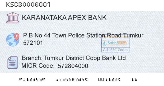 The Karanataka State Cooperative Apex Bank Limited Tumkur District Coop Bank LtdBranch 