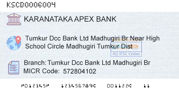 The Karanataka State Cooperative Apex Bank Limited Tumkur Dcc Bank Ltd Madhugiri BrBranch 