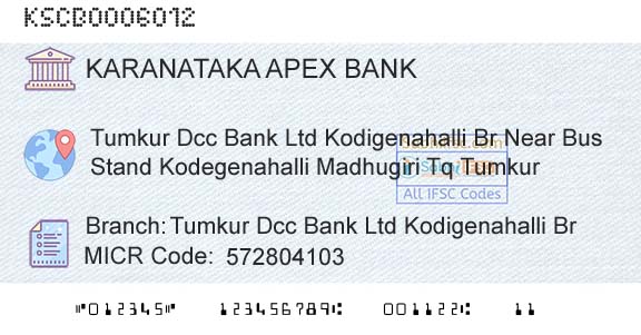 The Karanataka State Cooperative Apex Bank Limited Tumkur Dcc Bank Ltd Kodigenahalli BrBranch 