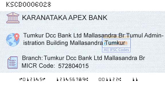 The Karanataka State Cooperative Apex Bank Limited Tumkur Dcc Bank Ltd Mallasandra BrBranch 