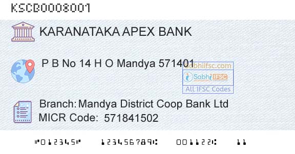 The Karanataka State Cooperative Apex Bank Limited Mandya District Coop Bank LtdBranch 