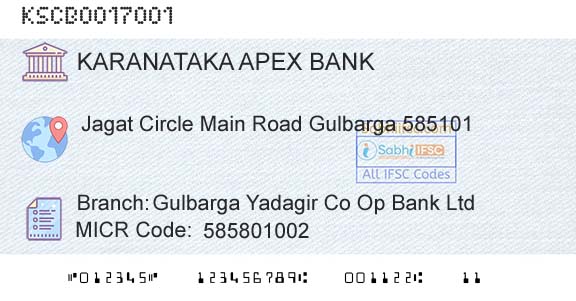 The Karanataka State Cooperative Apex Bank Limited Gulbarga Yadagir Co Op Bank LtdBranch 