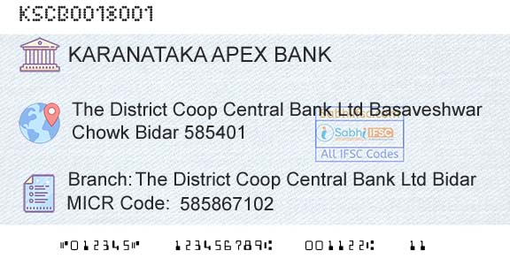 The Karanataka State Cooperative Apex Bank Limited The District Coop Central Bank Ltd BidarBranch 