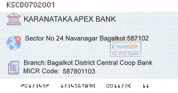 The Karanataka State Cooperative Apex Bank Limited Bagalkot District Central Coop BankBranch 