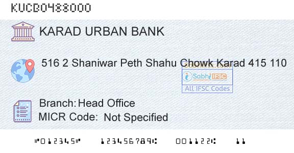 The Karad Urban Cooperative Bank Limited Head OfficeBranch 