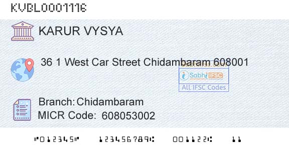 Karur Vysya Bank ChidambaramBranch 