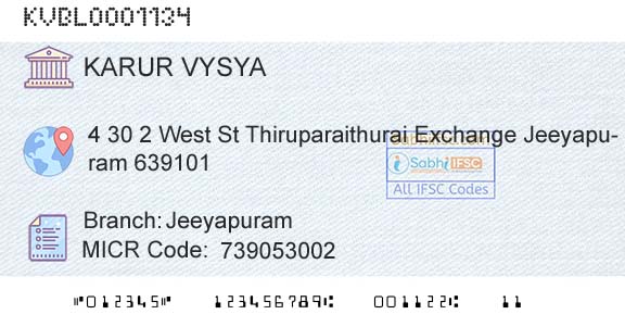 Karur Vysya Bank JeeyapuramBranch 