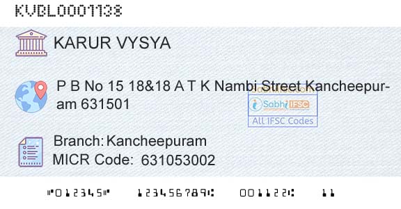 Karur Vysya Bank KancheepuramBranch 