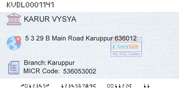 Karur Vysya Bank KaruppurBranch 