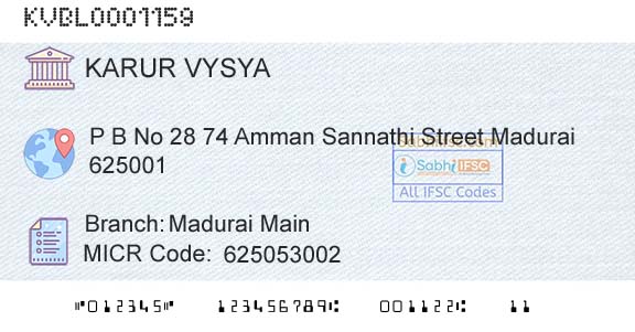 Karur Vysya Bank Madurai MainBranch 