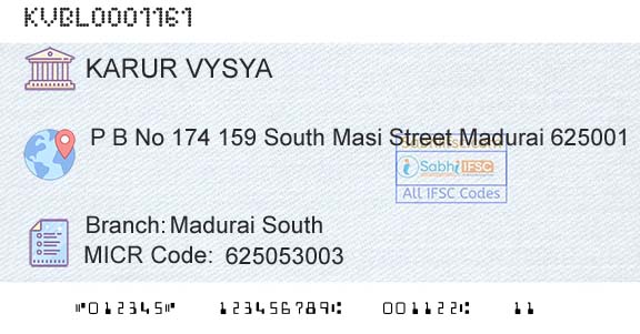 Karur Vysya Bank Madurai SouthBranch 