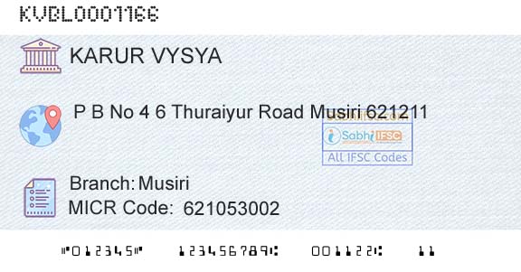 Karur Vysya Bank MusiriBranch 