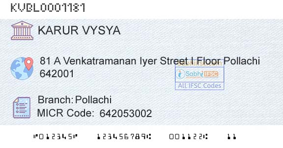 Karur Vysya Bank PollachiBranch 