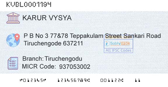 Karur Vysya Bank TiruchengoduBranch 