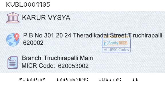 Karur Vysya Bank Tiruchirapalli MainBranch 