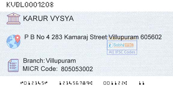 Karur Vysya Bank VillupuramBranch 