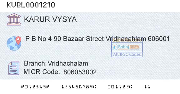 Karur Vysya Bank VridhachalamBranch 