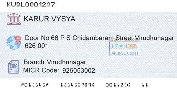 Karur Vysya Bank VirudhunagarBranch 