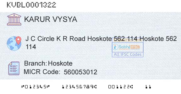 Karur Vysya Bank HoskoteBranch 