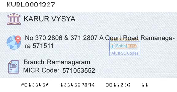 Karur Vysya Bank RamanagaramBranch 