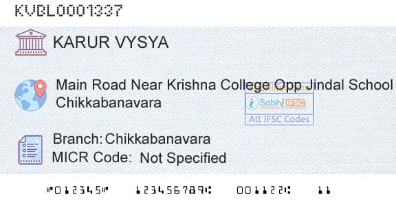 Karur Vysya Bank ChikkabanavaraBranch 
