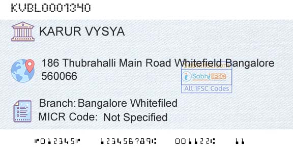 Karur Vysya Bank Bangalore WhitefiledBranch 