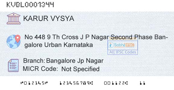 Karur Vysya Bank Bangalore Jp NagarBranch 