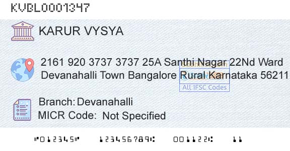 Karur Vysya Bank DevanahalliBranch 