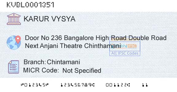 Karur Vysya Bank ChintamaniBranch 