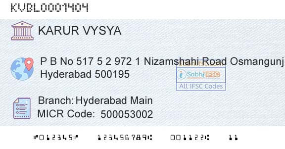 Karur Vysya Bank Hyderabad MainBranch 