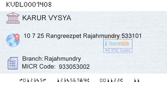 Karur Vysya Bank RajahmundryBranch 