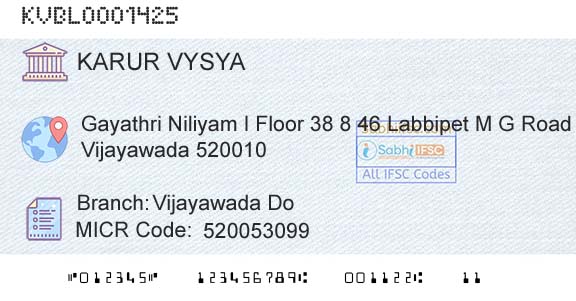 Karur Vysya Bank Vijayawada DoBranch 