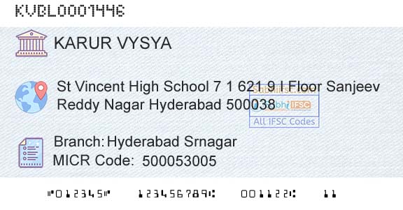 Karur Vysya Bank Hyderabad SrnagarBranch 