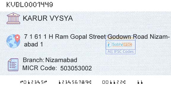 Karur Vysya Bank NizamabadBranch 