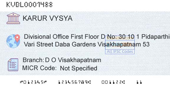 Karur Vysya Bank D O VisakhapatnamBranch 