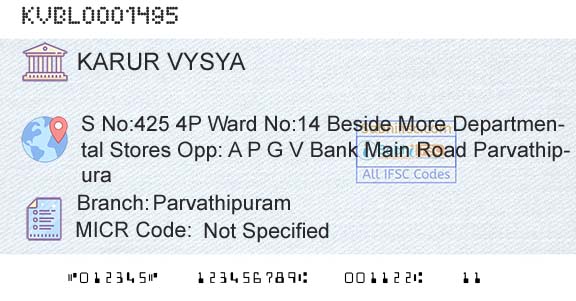 Karur Vysya Bank ParvathipuramBranch 