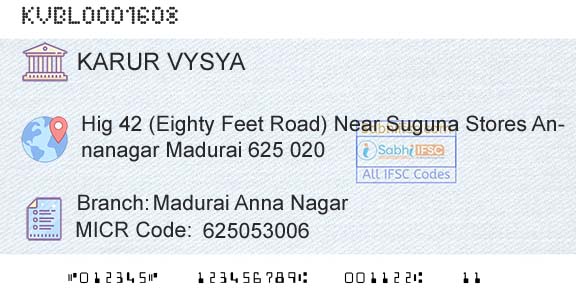 Karur Vysya Bank Madurai Anna NagarBranch 