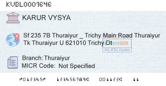 Karur Vysya Bank ThuraiyurBranch 