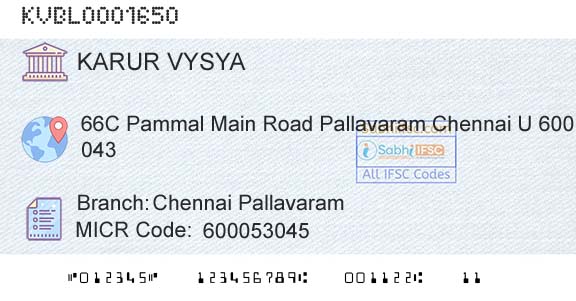 Karur Vysya Bank Chennai PallavaramBranch 
