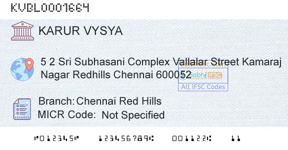 Karur Vysya Bank Chennai Red HillsBranch 