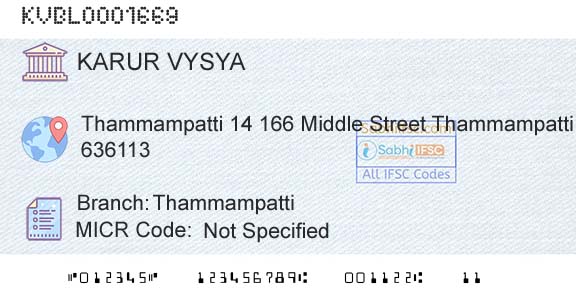 Karur Vysya Bank ThammampattiBranch 